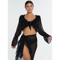 Chiffon ruffle tie top M