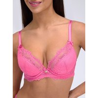 Yolanda lace push up plunge bra Hot Pink