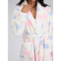 Fluffy boucle heart midi dressing gown Mix L