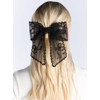 Oversized embroidered bow hair clip 1