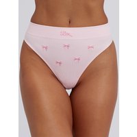 Bow embroidered seamless thong Mix L