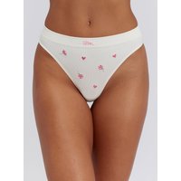 Floral embroidered seamless thong Mix L