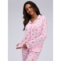 Breakfast print modal long pyjama set Mix 14