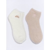 2 pack croissant bow trainer socks OS