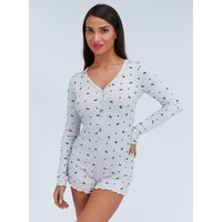 Bow ribbed playsuit Marl Mix 06