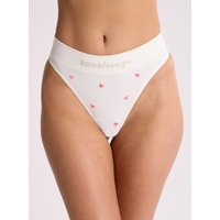 Ribbed seamless heart embroidered thong Mix L