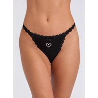 Tara embroidered heart tanga thong L