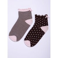 2 pack striped & polka dots midi socks Mix OS