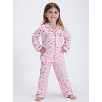 Boux Avenue Kids' Ditsy Heart Fleece Pyjamas in a Bag - Pink Mix