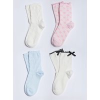 4 pack heart bow ankle socks Mix OS