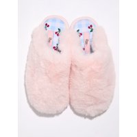 Plush cherry embroidered sole mule slippers Mix 3 4