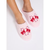 Candy cane embroidered mule slippers Powder 3 4