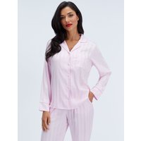 Striped satin long pyjama set Light 06