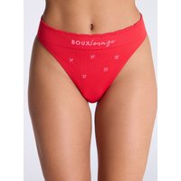 Ribbed seamless bow embroidered thong S