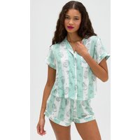 Coffee striped modal short pyjama set mix 06