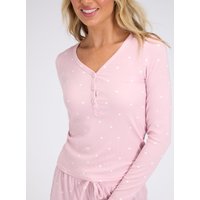 Heart ribbed modal henley pyjama top Dusky 06