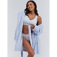 Fluffy striped short dressing gown Dove
