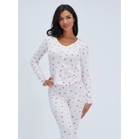 Heart ribbed long pyjama set Mix 08