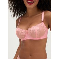 Elsbeth sheer lace balconette bra Rose Pink