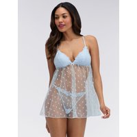 Delilah floral embroidered mesh babydoll Light Blue 06