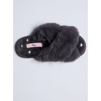 Heart embroidered slider slippers 5 6