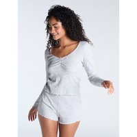 Bow pointelle cotton short pyjama set Marl Mix 18