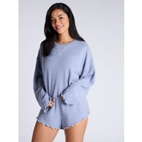 Lettuce edge fleece short lounge set Denim Blue 06