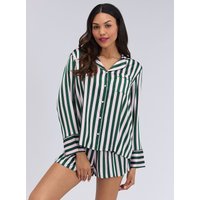 Striped oversized satin short pyjama set Deep 06