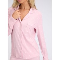 Heart ribbed modal revere pyjama top Dusky 06