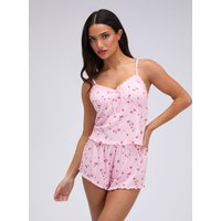 Wild strawberry ribbed short pyjama set Mix 06