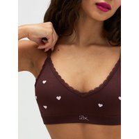 Heart embroidered seamless bralette