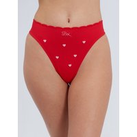 Heart embroidered seamless thong Mix M
