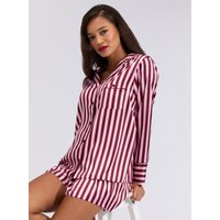 Oversized satin top shorts pyjama set 06