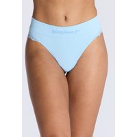 Ribbed seamless lace trim thong L