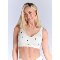 Heart embroidered ribbed seamless bralette M