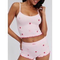 Strawberry embroidered seamless cami top Mix L