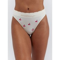 Ribbed seamless cherry embroidered thong Mix L