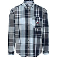 Tommy Jeans Logo Brushed Flannel Relaxed Shirt - Navy - S