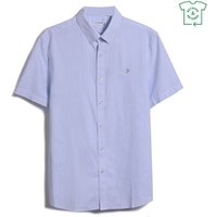 Farah Brewer Stripe Short Sleeve Shirt - Sky Blue - XL