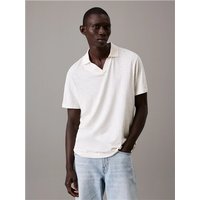 Calvin Klein Linen Cotton Cuban Collar Polo Shirt - White - M