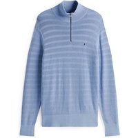 Tommy Hilfiger Textured Stripe Quarter-Zip Jumper - Blue - 2XL