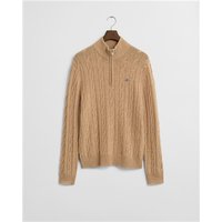 Gant Lambswool Cable Half Zip Jumper - Beige - 2XL