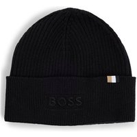 Boss Magico Logo-embroidered Wool Beanie Hat- Black - One