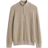 Gant Micro Textured Cotton Half Zip Sweater - Beige - L