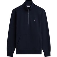 Tommy Hilfiger Flag Embroidery Terry Quarter-Zip Jumper - Navy - M