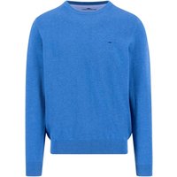 Fynch Hatton Fine Knit Cotton Crewneck Sweater - Blue - XL