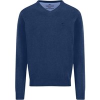 Fynch Hatton V-Neck Superfine Cotton Jumper - Navy - M