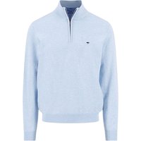 Fynch Hatton Fine Knit Cotton 1/4 Zip Sweater - Breeze Blue - XL