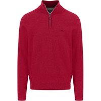 Fynch Hatton Cotton Troyer-Zip Structure Sweater - Red - L