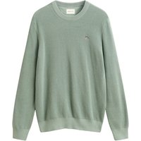 Gant Micro Textured Cotton Crew Neck Sweater - Green - XL